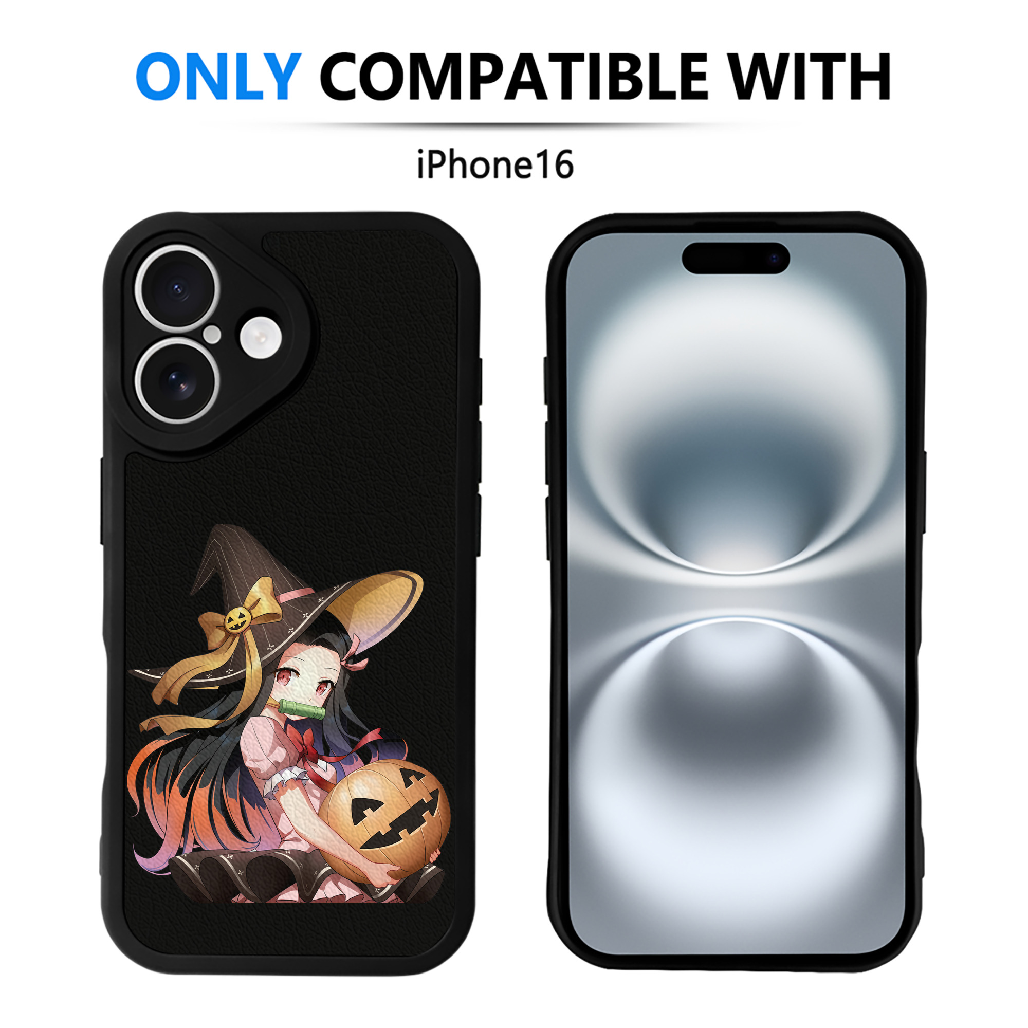（画像用） 鬼滅の刃（きめつのやいば）竈門 禰󠄀豆子／かまど ねずこ Kamado Nezuko 【iPhone 16シリーズ対応】シリコンスマホケース（レザー調） 材質：シリコン